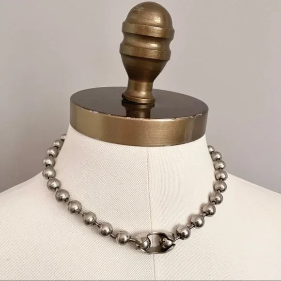 Vintage 90s Stainless Steel Oversized Bathtub Chain Goth Skater Choker Necklace - Picture 1 of 4